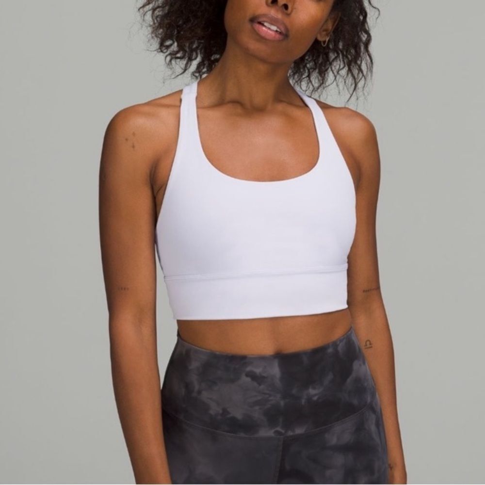 Lululemon Women’s Size 10 Longline Energy Bra Light Pale Purple Strappy Gym Yoga